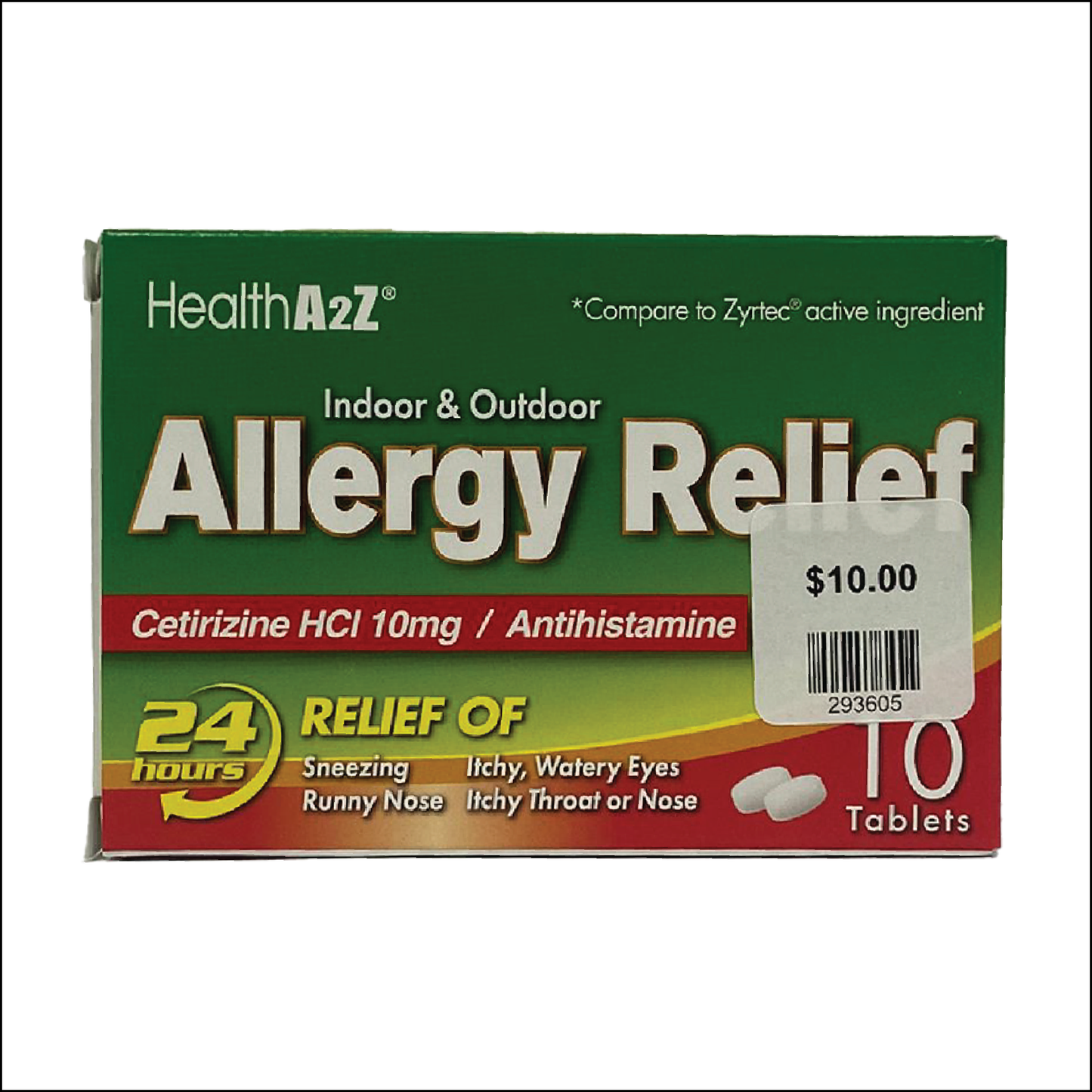 HealthA2Z 24 Hour Indoor/Outdoor Allergy Relief Antihistamine