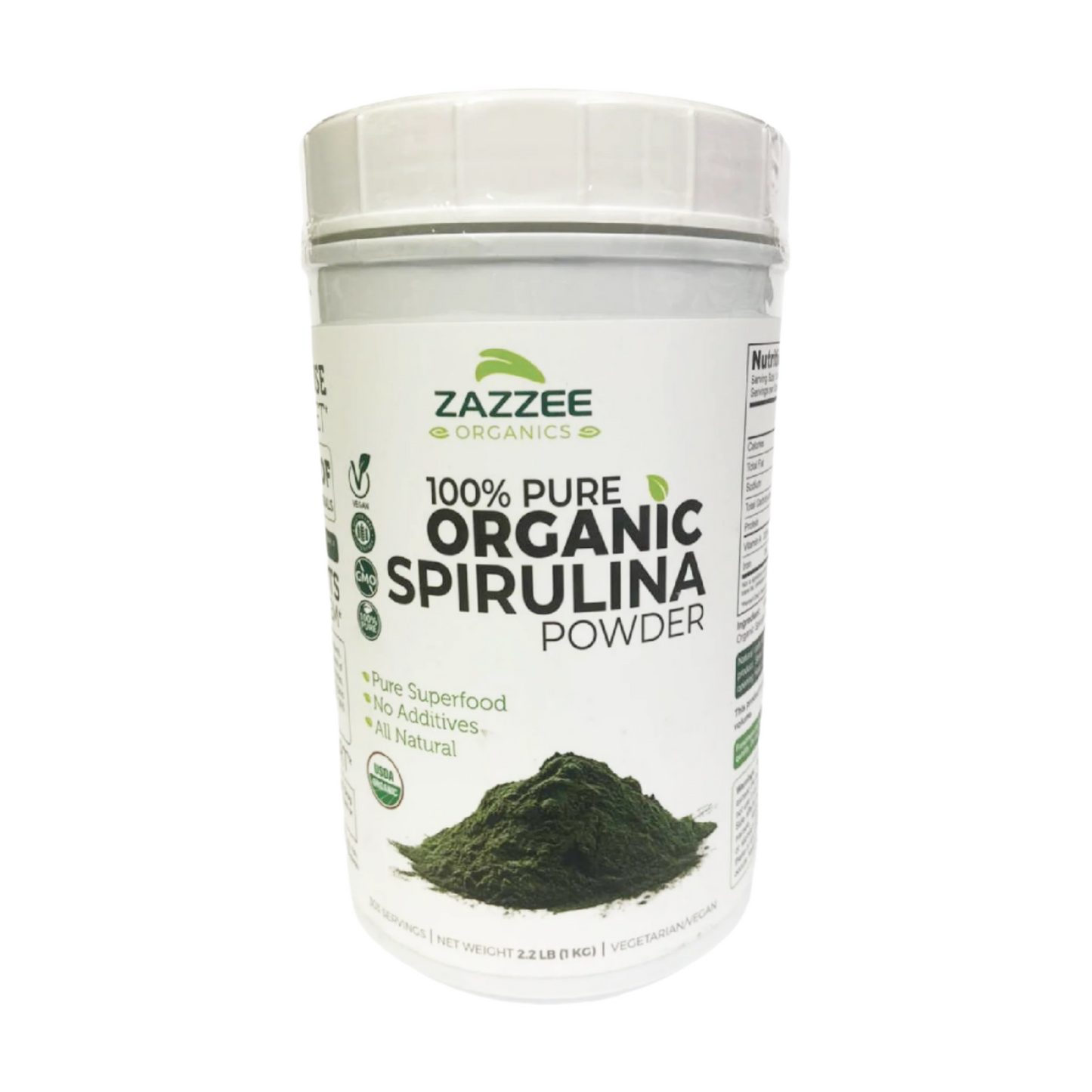 Zazzee 100% Pure Organic Spirulina Powder