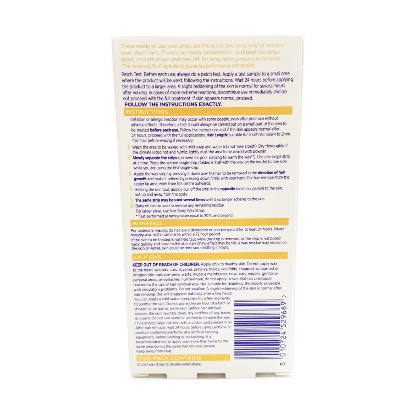 Nair Hair Remover Wax Strips Face