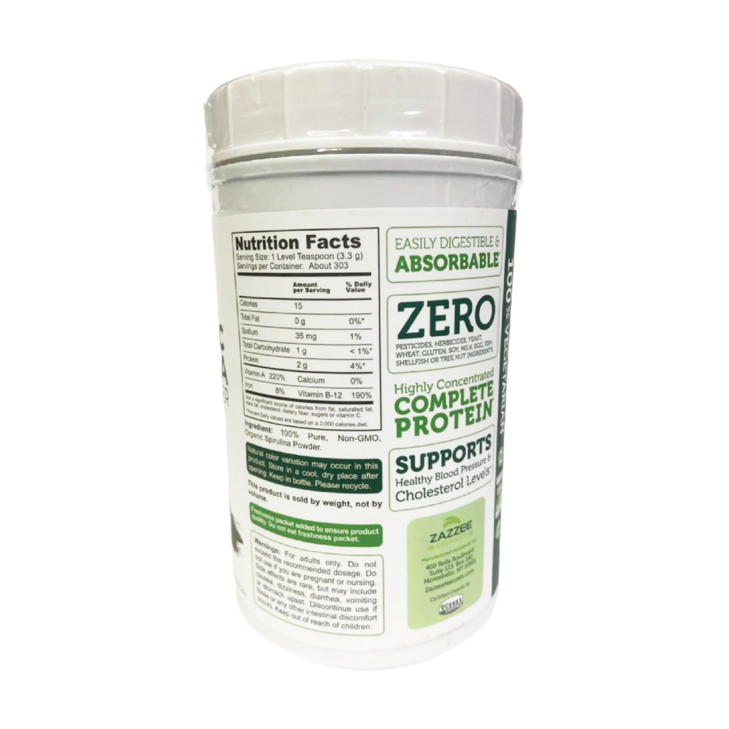Zazzee 100% Pure Organic Spirulina Powder