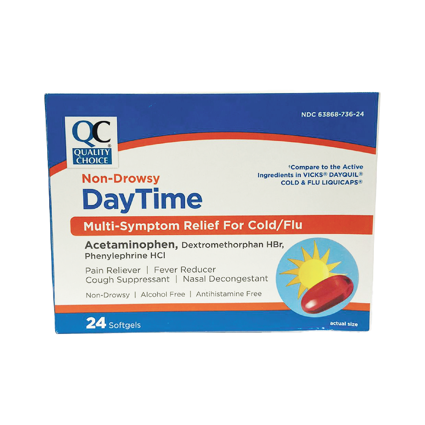 QC Non Drowsy DayTime Multi Symptom Relief