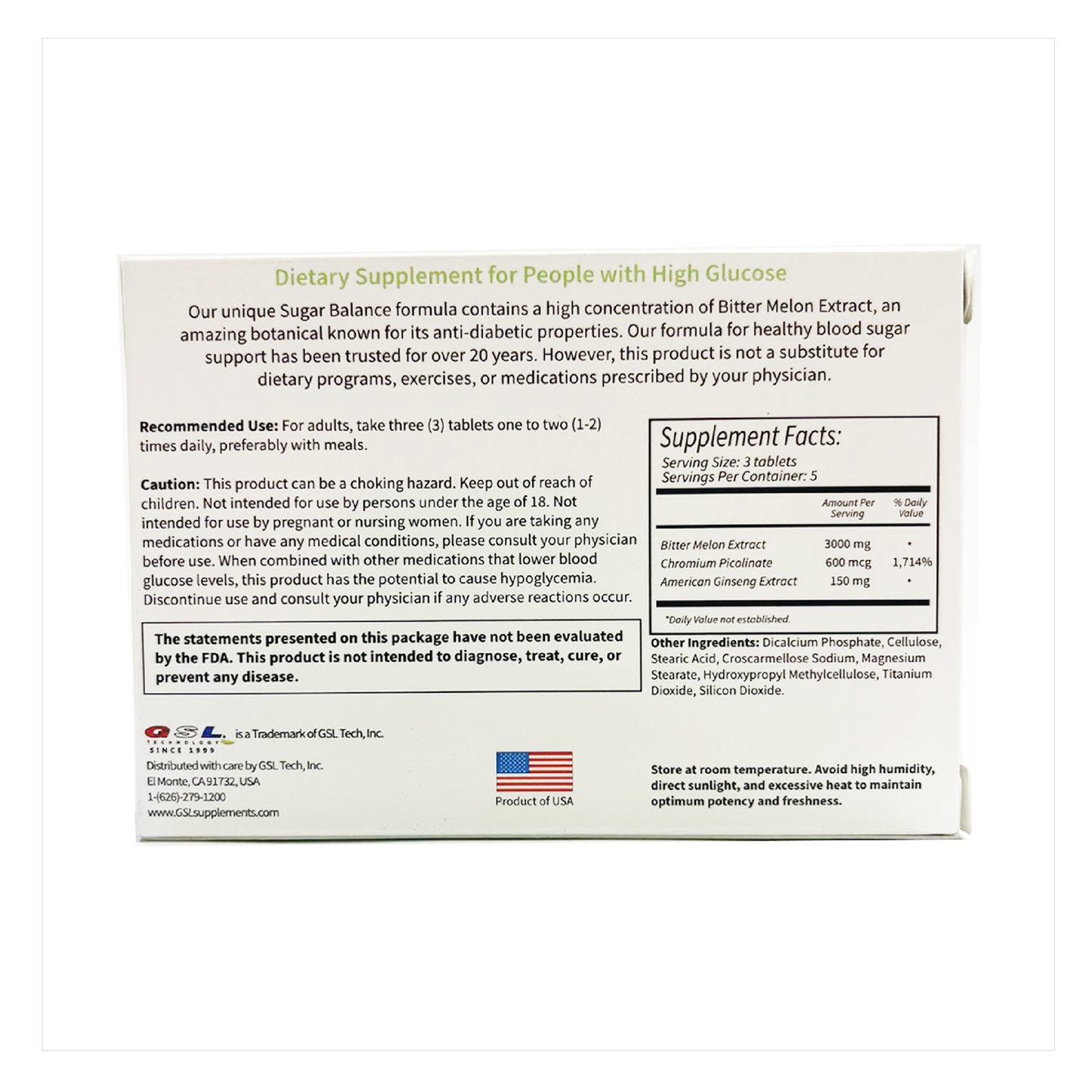 Sugar Balance Dietary Supplements 15tabs