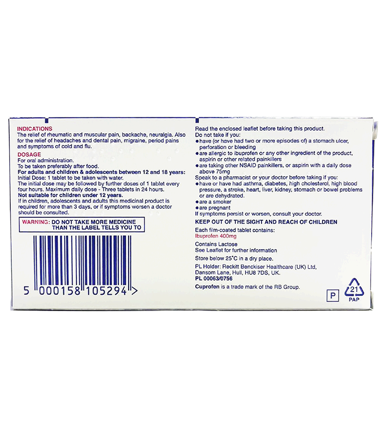 Cuprofen Maximum Strength Tablets 24tabs