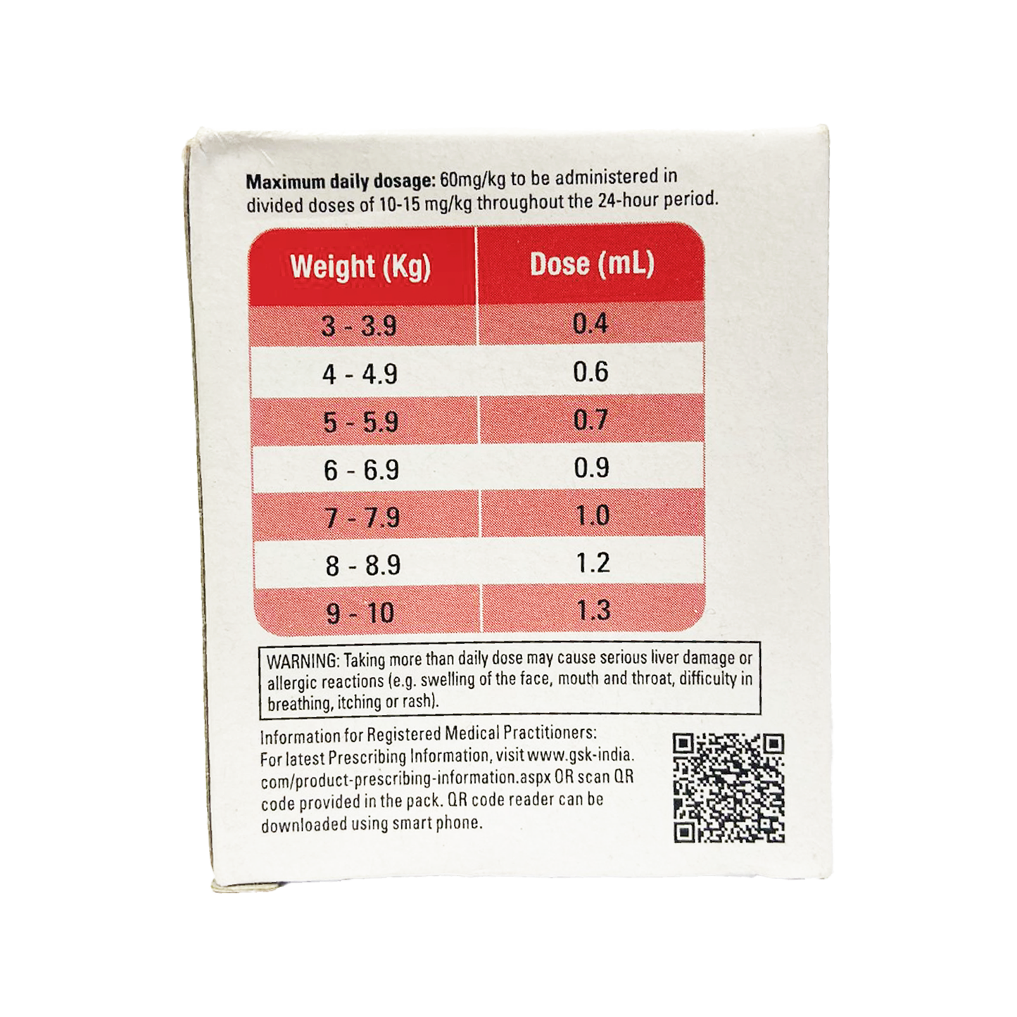 Paracetamol Paediatric Oral Suspension IP 100mg