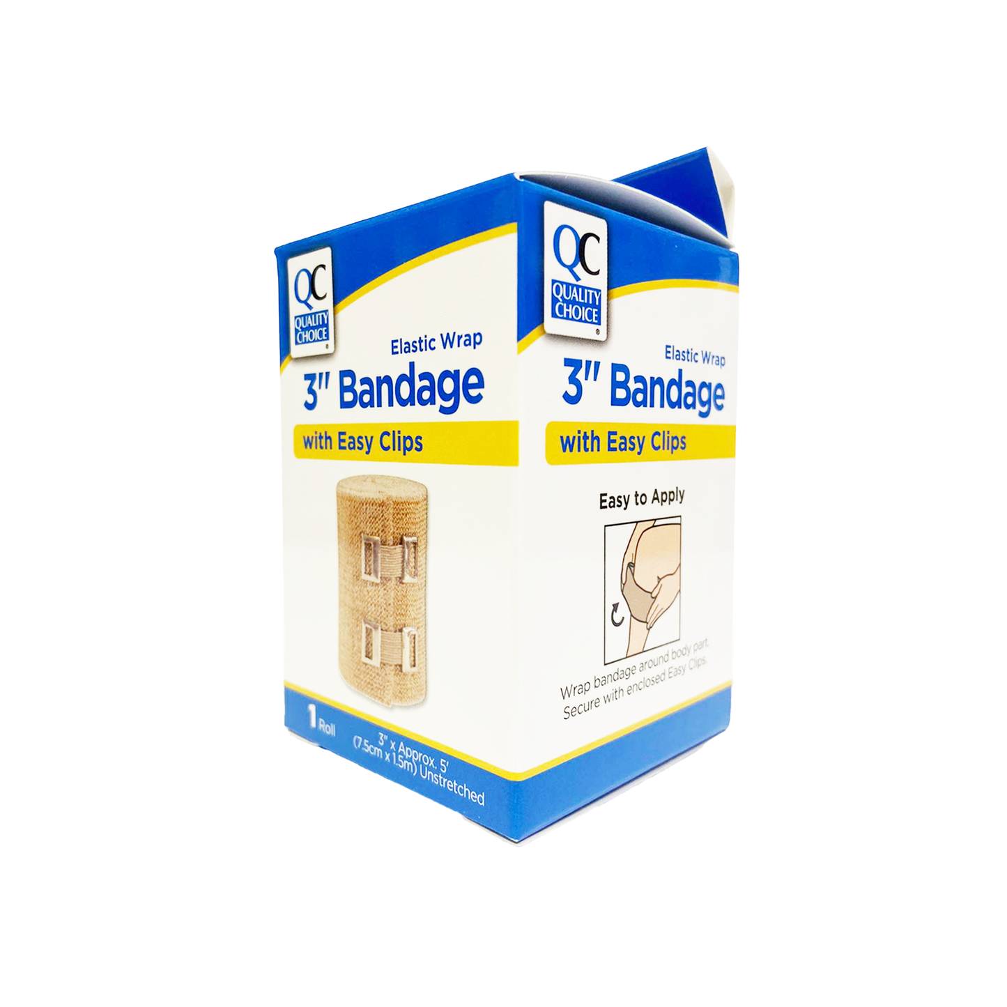 QC Elastic Bandage with Easy Clips 3"