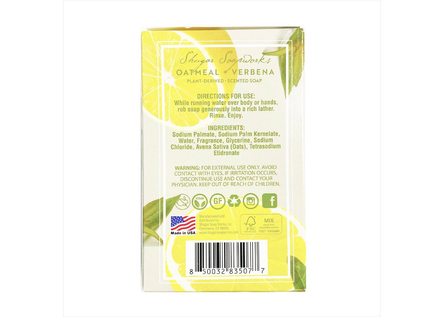 Oatmeal + Verbena Plant Derived Scented Soap