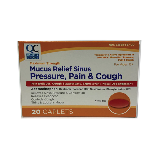 QC Mucus Relief Sinus Pressure, Pain & Cough
