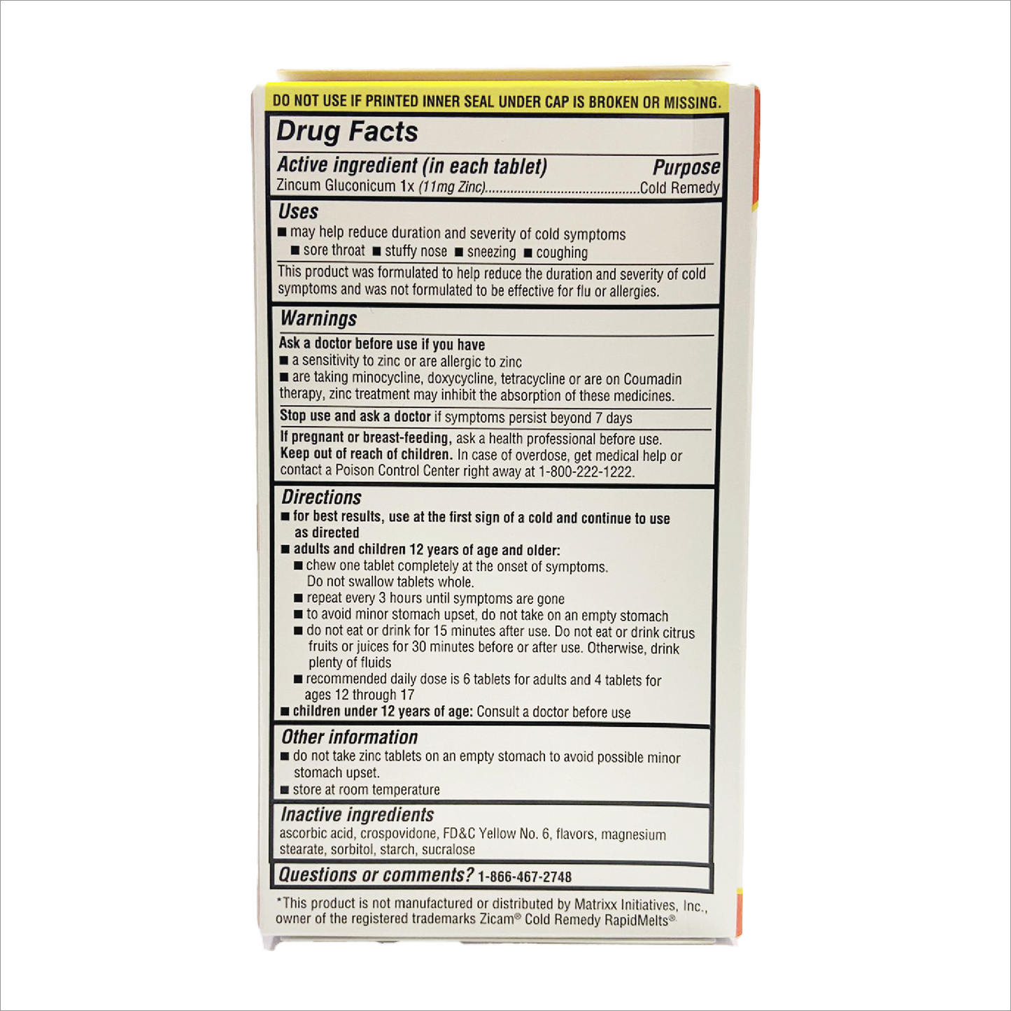 QC Homeotherapy Zinc Cold Therapy