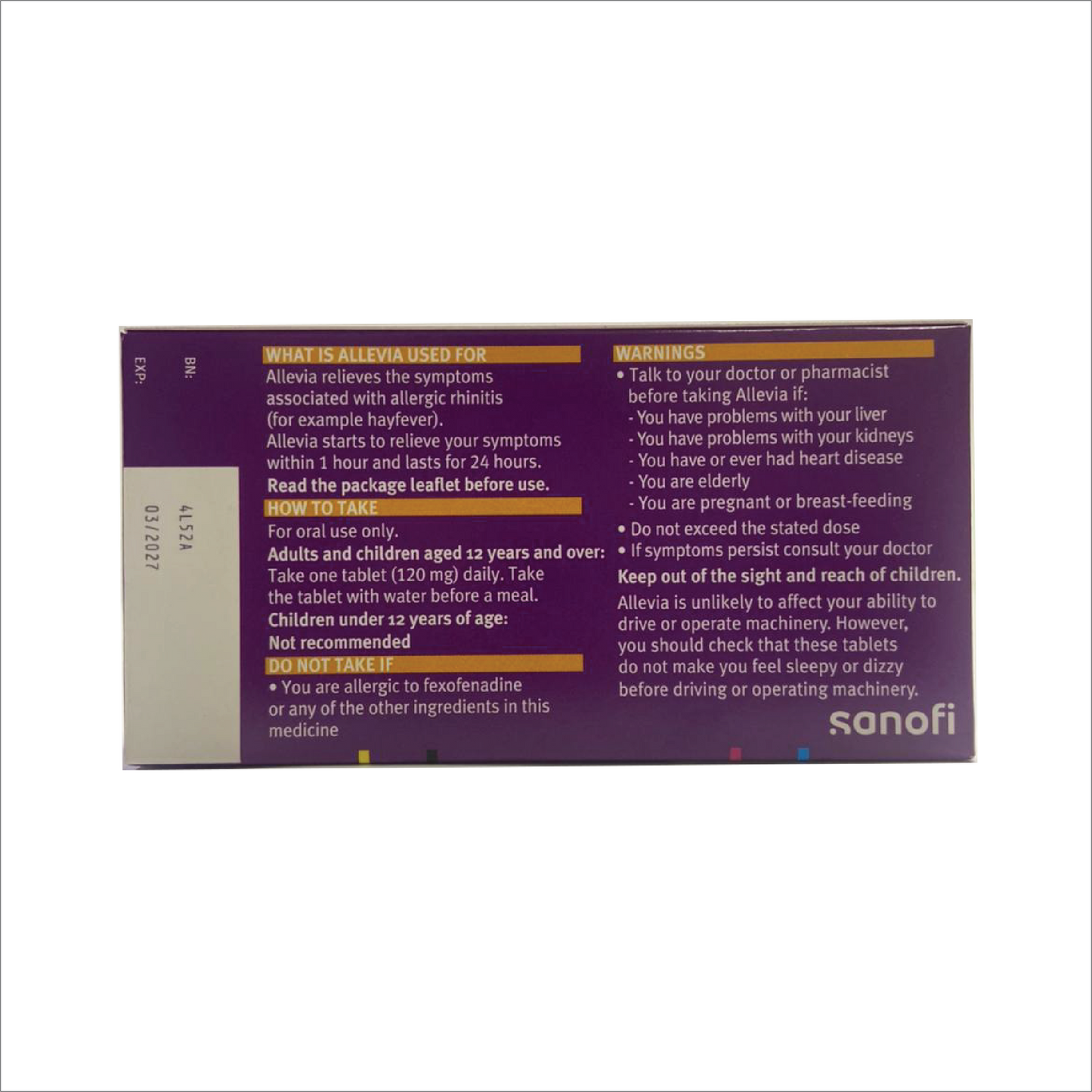 Allevia Fexofenadine Hydrochloride 120mg