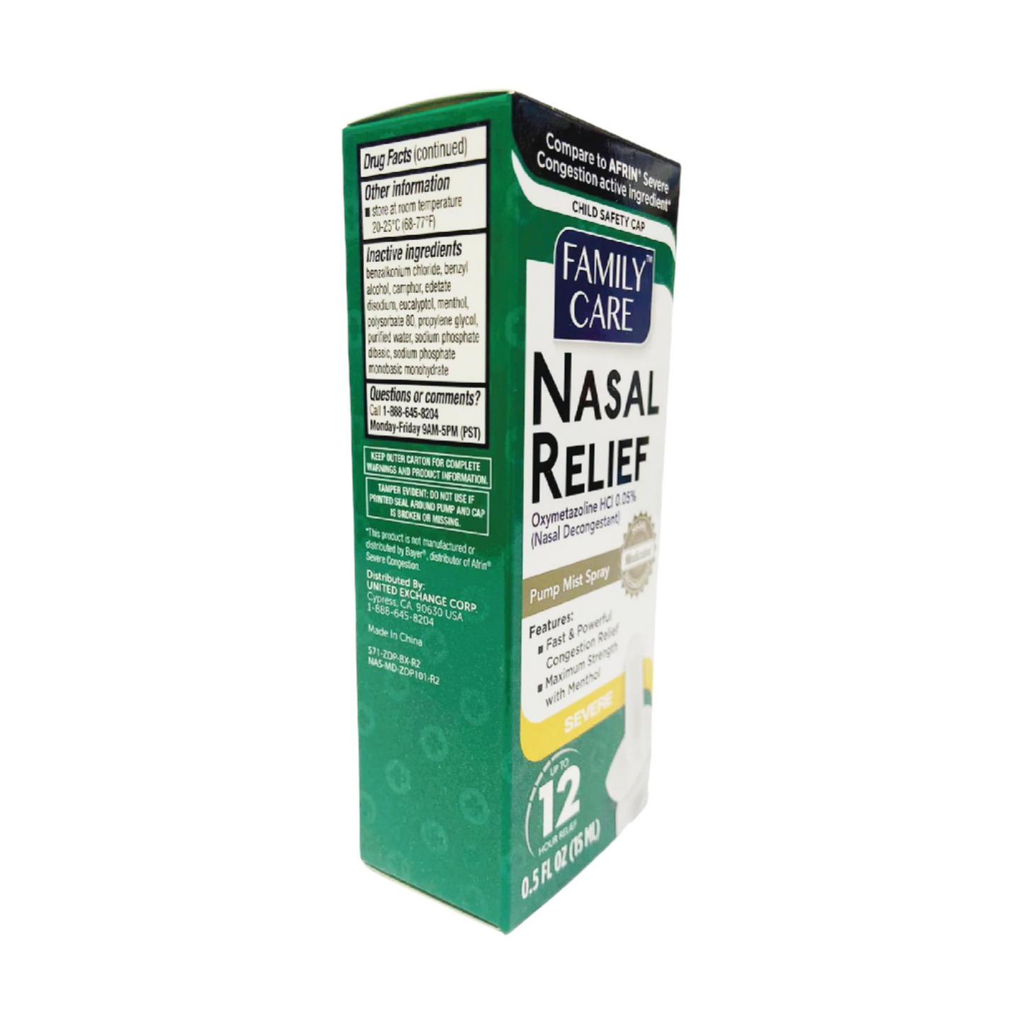 Family Care Nasal Relief Pump Mist Spray 0.5z