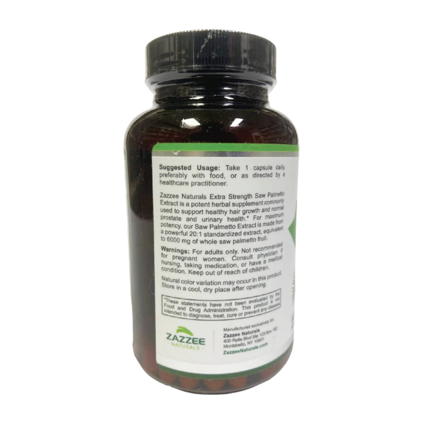 Zazzee Saw Palmetto 20:1 Extract Extra Srength