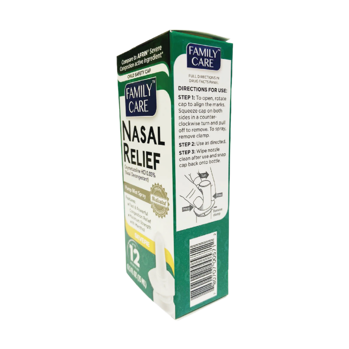 Family Care Nasal Relief Pump Mist Spray 0.5z