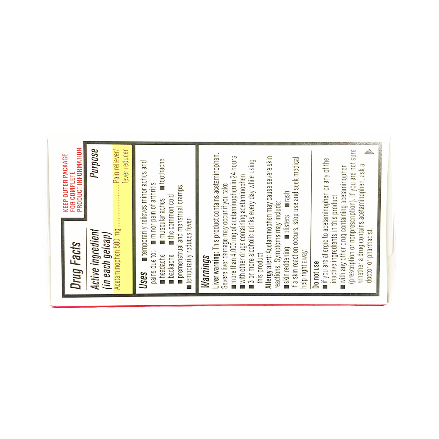 QC Acetaminophen 500mg 50 gelcaps