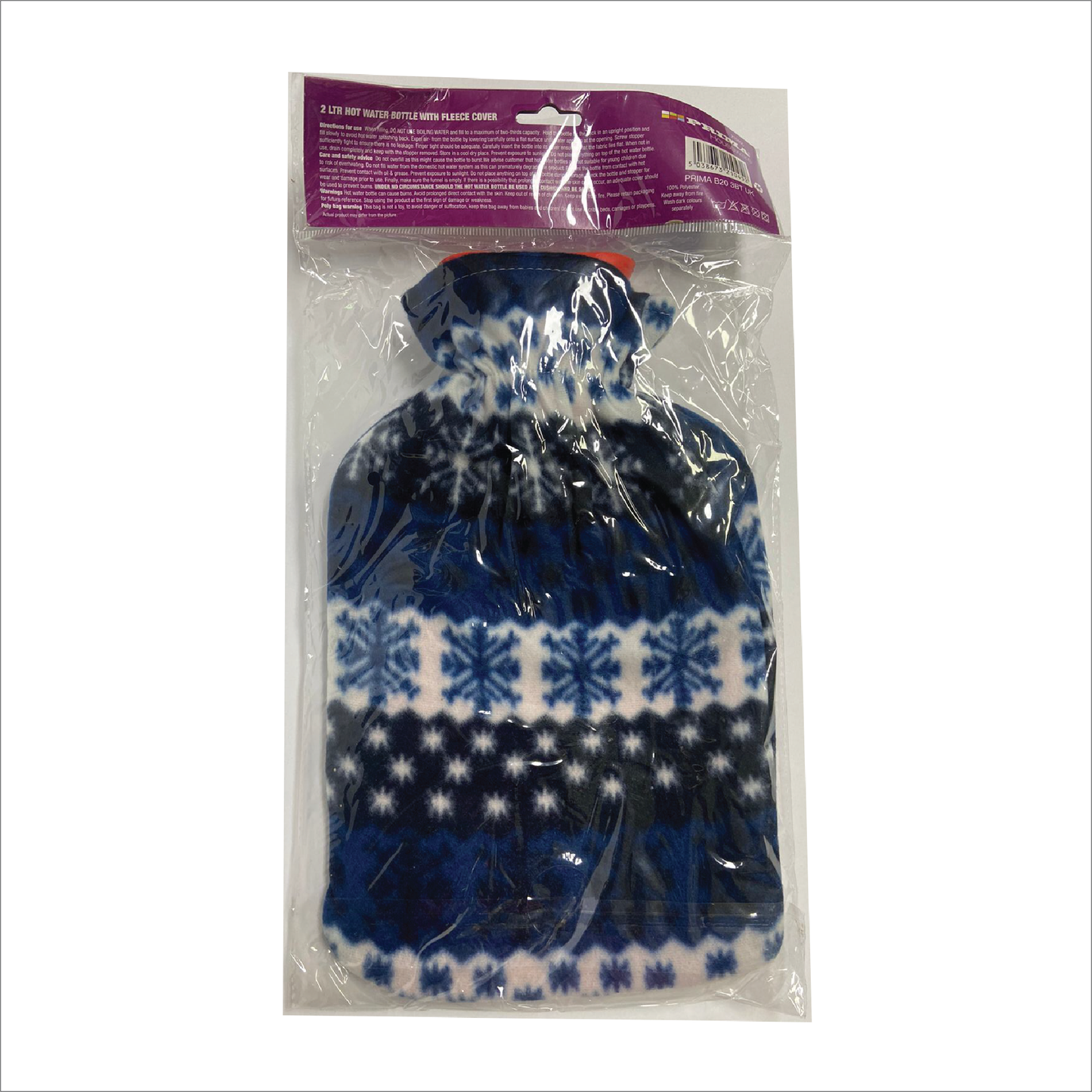 Prime Fleece Cover Hot Water Bottle 2L Assorted